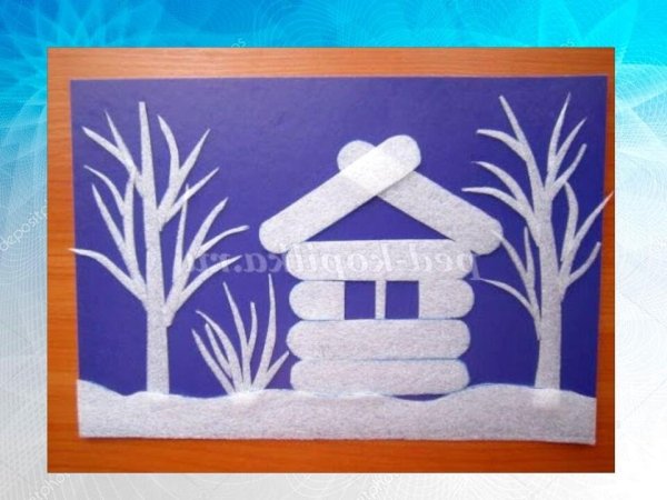 Зимняя аппликация 1 класс