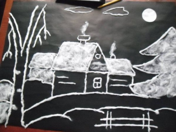 Аппликация зимний пейзаж