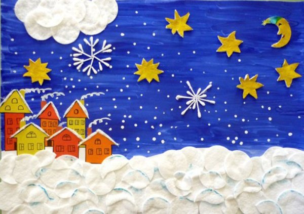 Зимняя аппликация в детском саду