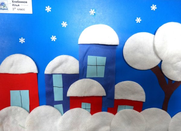 Аппликация из ватных дисков