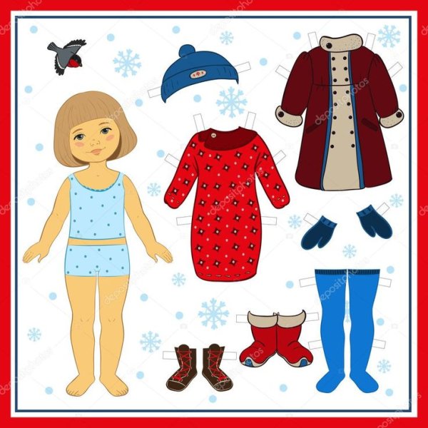 Одень куклу в зимнюю одежду