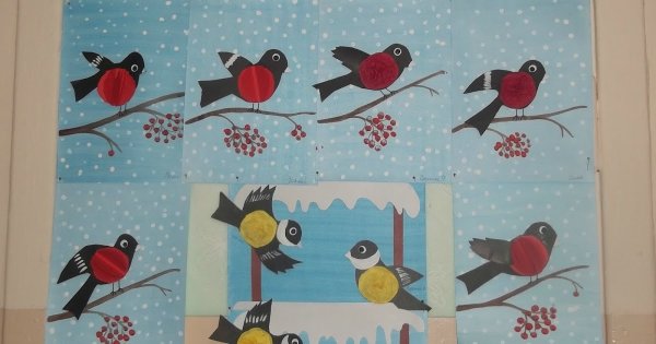 Аппликация птичка в средней группе