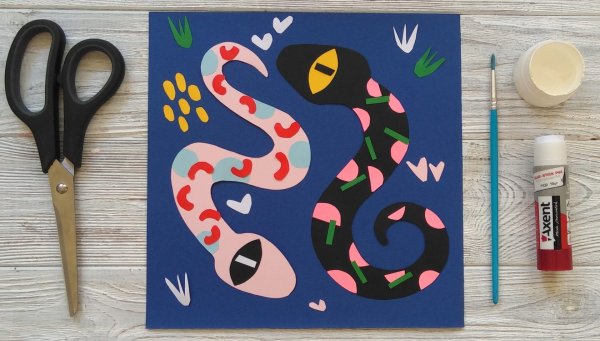 Змея аппликация для детей