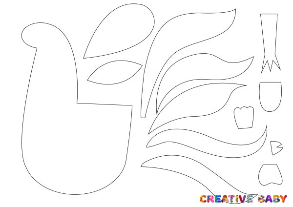 Петушок трафарет для аппликации