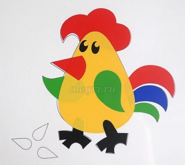 Петух аппликация из бумаги