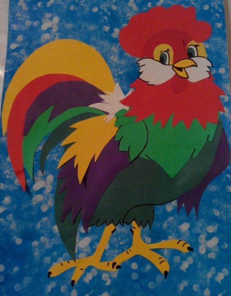 Петушок из цветной бумаги