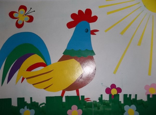Поделки из цветной бумаги петушок