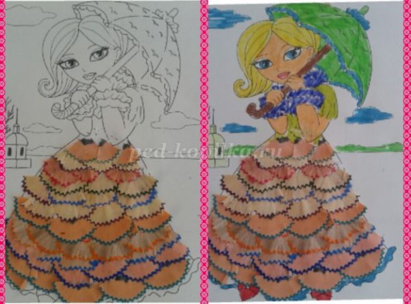 Аппликация из опилок от карандашей