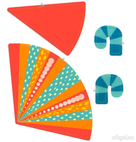 Зонт из цветной бумаги плоский