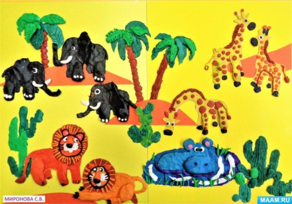 Лепка коллективная лепка «звери в зоопарке»