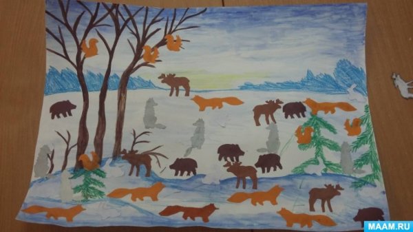 Аппликация Дикие животные подготовительная группа