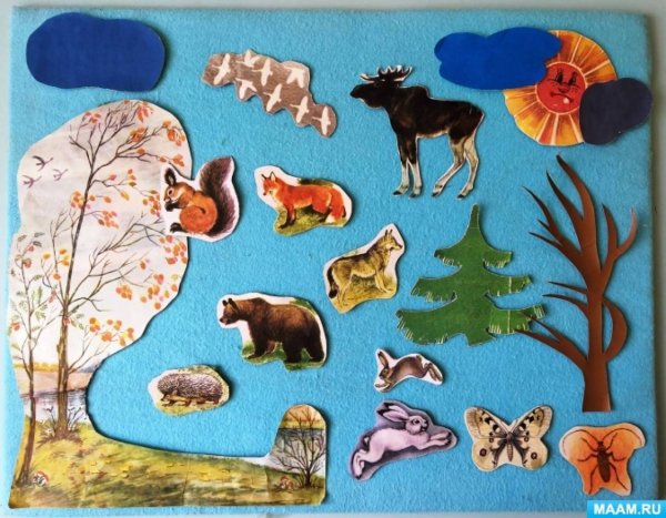 Аппликация звери в лесу