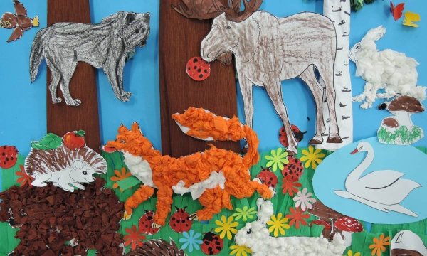 Аппликация в старшей группе на тему Дикие животные