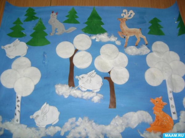 Аппликация зимний лес старшая группа