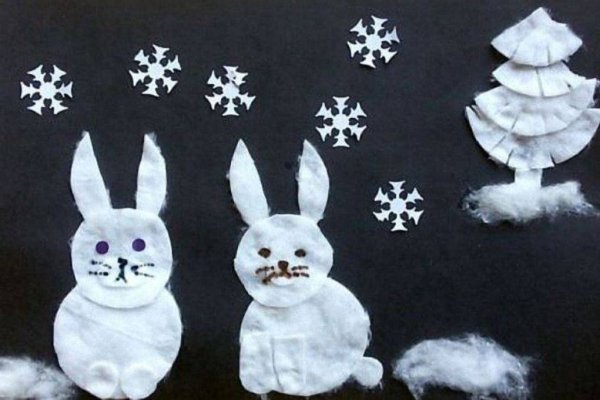 Аппликация из ватных дисков