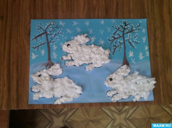 Зимняя аппликация в старшей группе детского сада