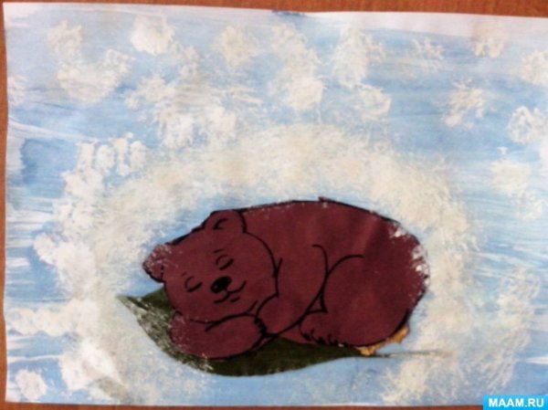 Рисование медведь в берлоге старшая группа