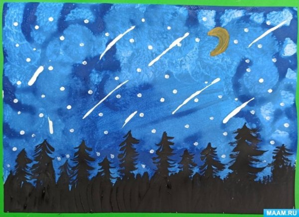 Урок рисования звездопад для детей