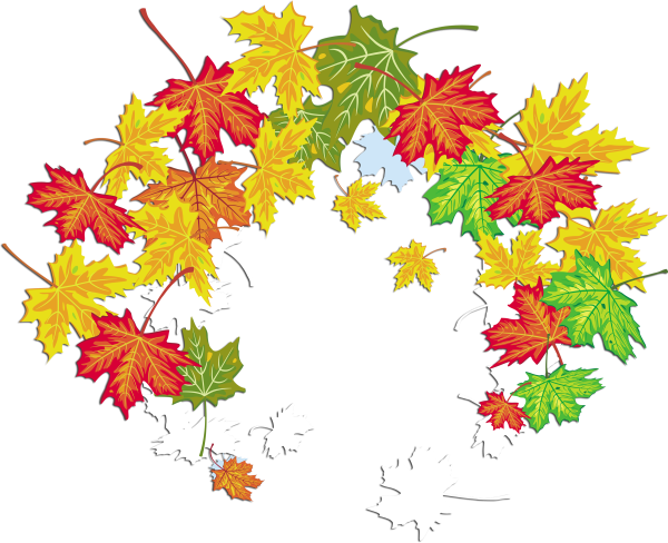 Венок из осенних листьев на прозрачном фоне