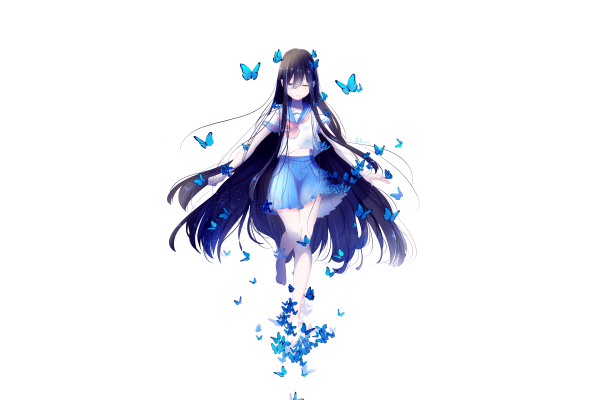 Аниме девушка на белом фоне