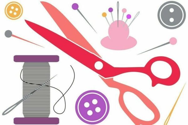 Швейные инструменты на прозрачном фоне
