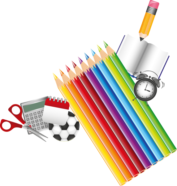 Школьные предметы на прозрачном фоне
