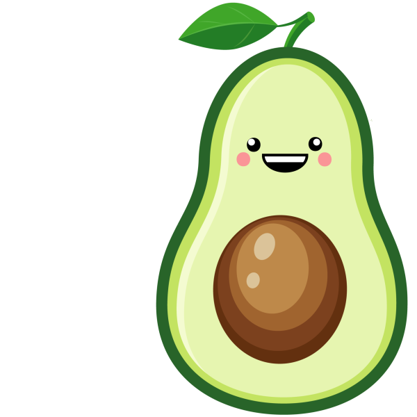 Авокадо в мультяшном стиле