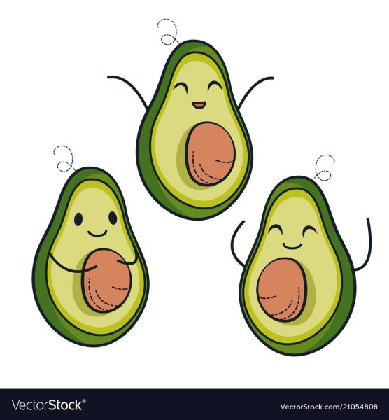 Авокадо мультяшный на прозрачном фоне