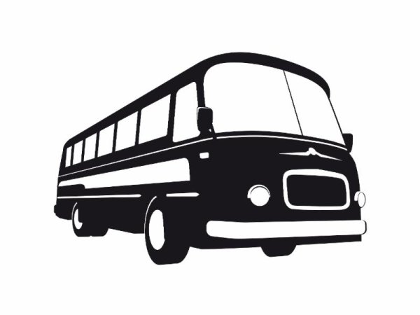 Черный автобус на прозрачном фоне