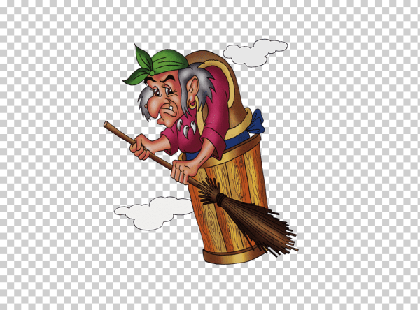 Баба Яга на бесцветном фоне