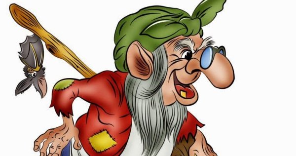 Баба Яга на белом фоне