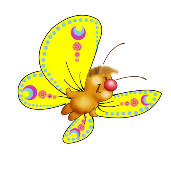 Мультяшные бабочки на прозрачном фоне