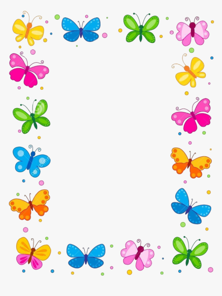 Рамка с бабочками на прозрачном фоне