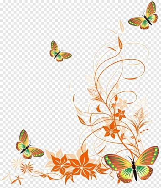 Орнамент из бабочек и цветов