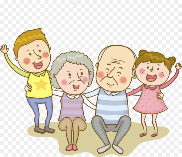 Бабушка дедушка и внуки вектор