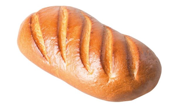Батон хлеба на белом фоне