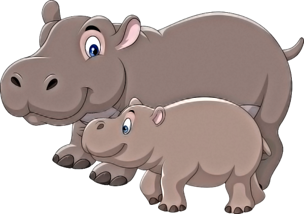 Бегемотик с мамой рисунок для детей