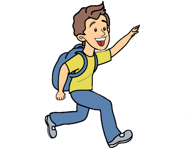 Мультяшный мальчик бежит