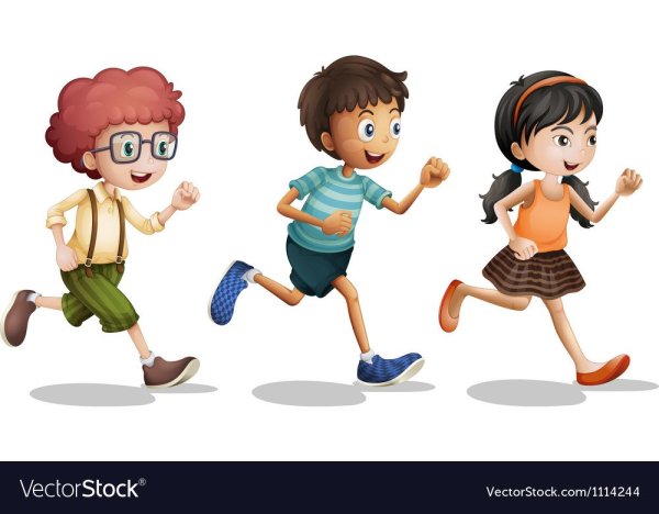 Дети бегают на белом фоне