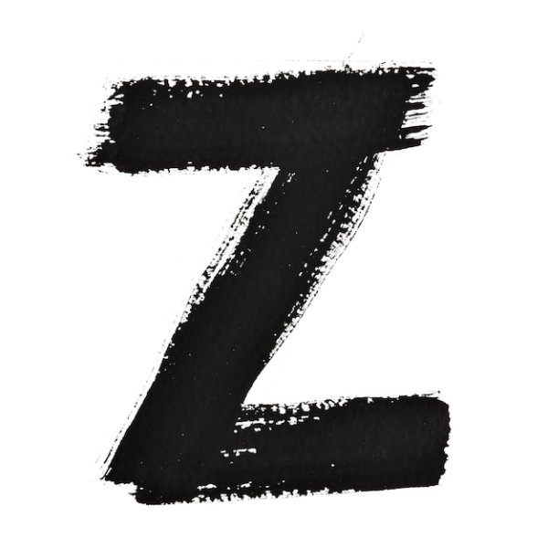 Белая буква z на черном фоне