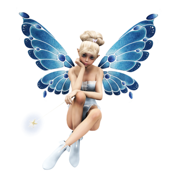 Фея с крылышками сидит