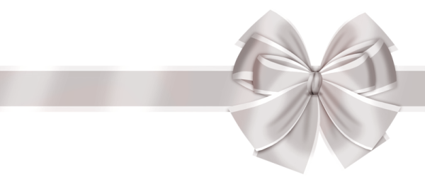 Серебристый бант с лентой