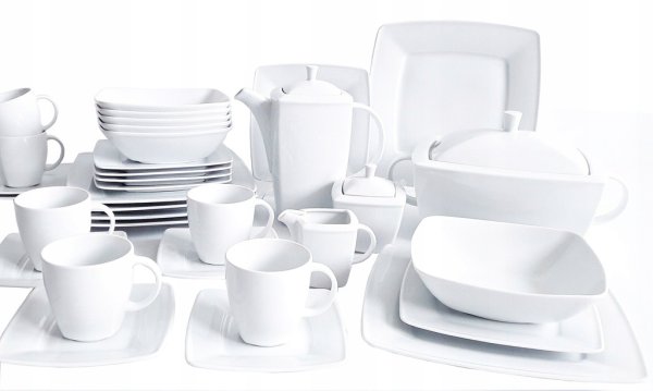 Столовая посуда на белом фоне