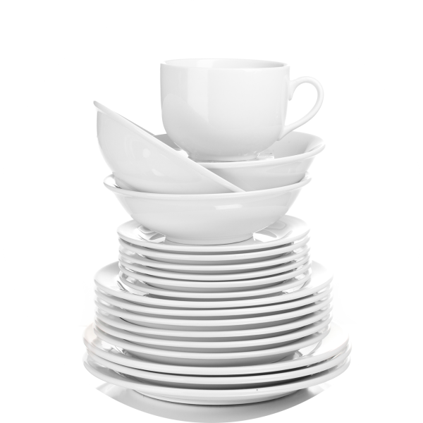 Стопка белых тарелок