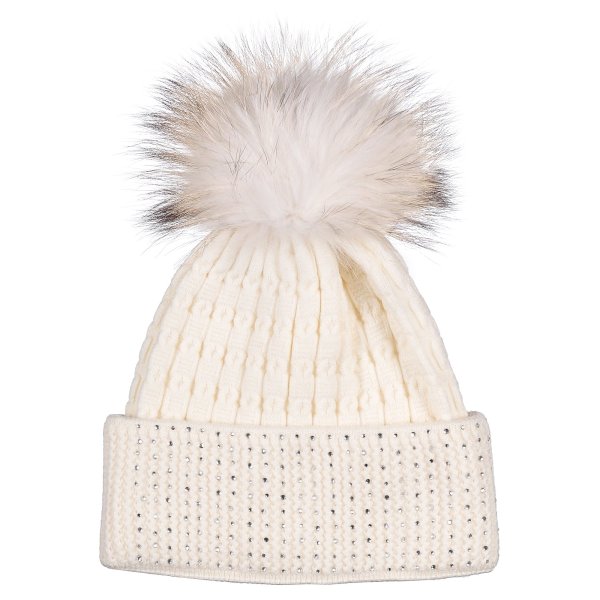 Белая шапка с помпоном