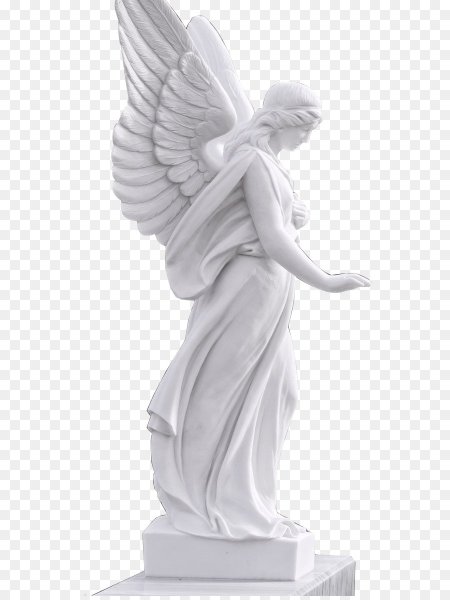 Скульптура ангела на белом фоне