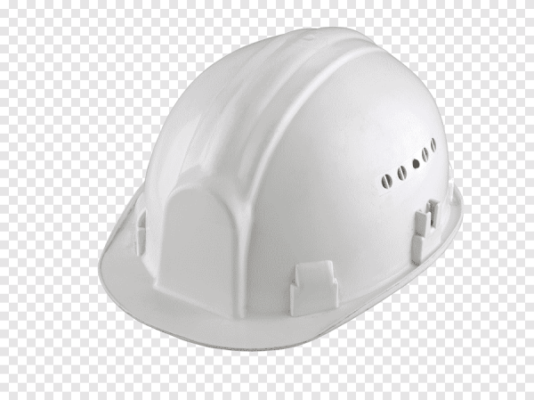 Белая строительная каска на белом фоне