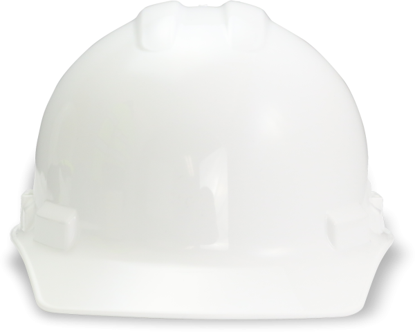 Каска белая строительная вид спереди