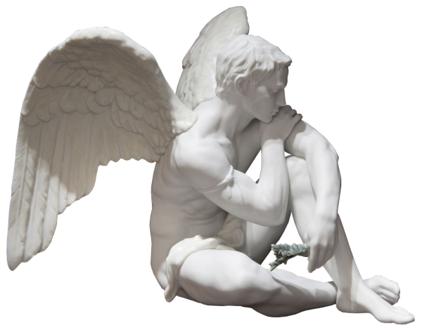 Статуя ангела на белом фоне