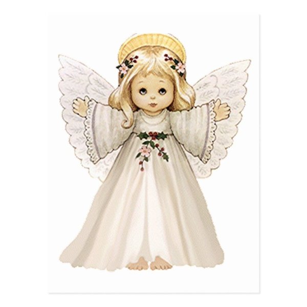 Рождественский ангел на белом фоне